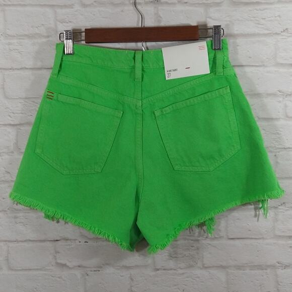 F Urban Outfitters BDG Bright Neon Green Shorts Distressed A-Line Denim NWT 27 - Picture 5 of 8